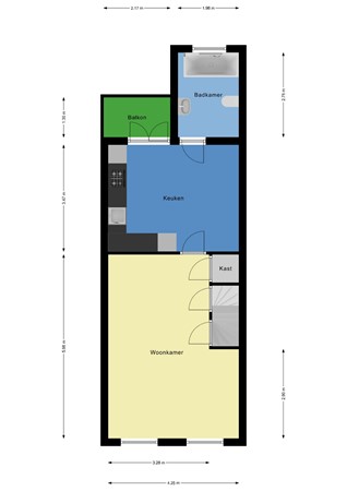 Floorplan - Marthinus Steynstraat 68, 3312 EN Dordrecht